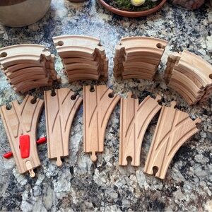 Wooden Train Track Pieces